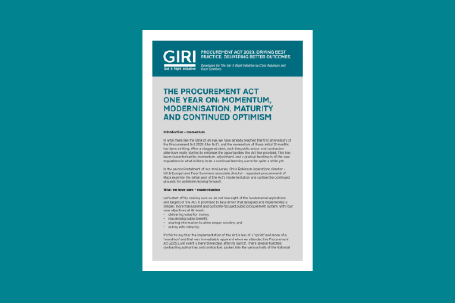 The Procurement Act, One Year On