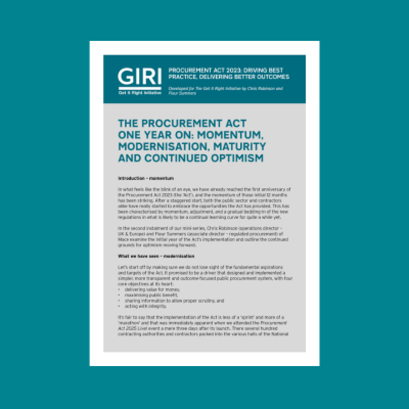 The Procurement Act, One Year On